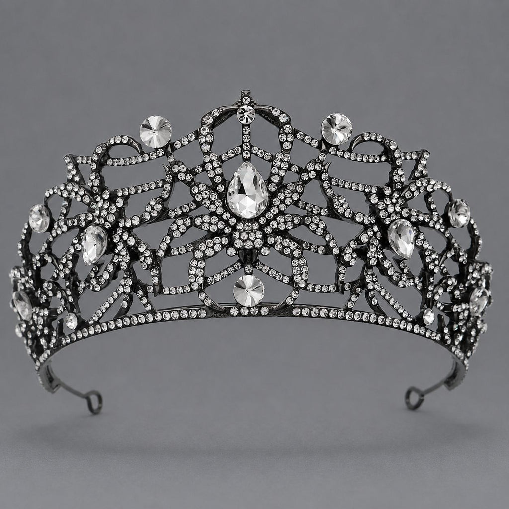 Tête haute en alliage sombre Strass Crownstylish