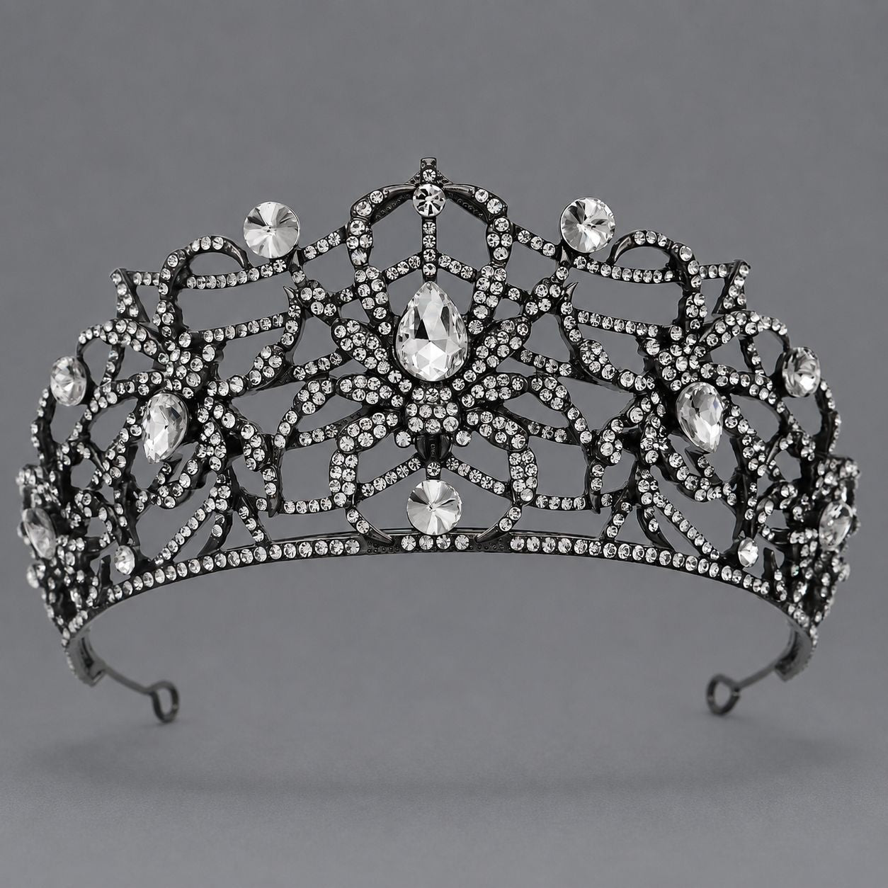 Tête haute en alliage sombre Strass Crownstylish