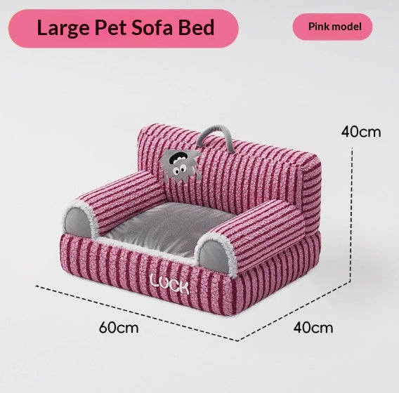 Cat Bed Plush Cat Elevated Thick Striped Cat Sofa