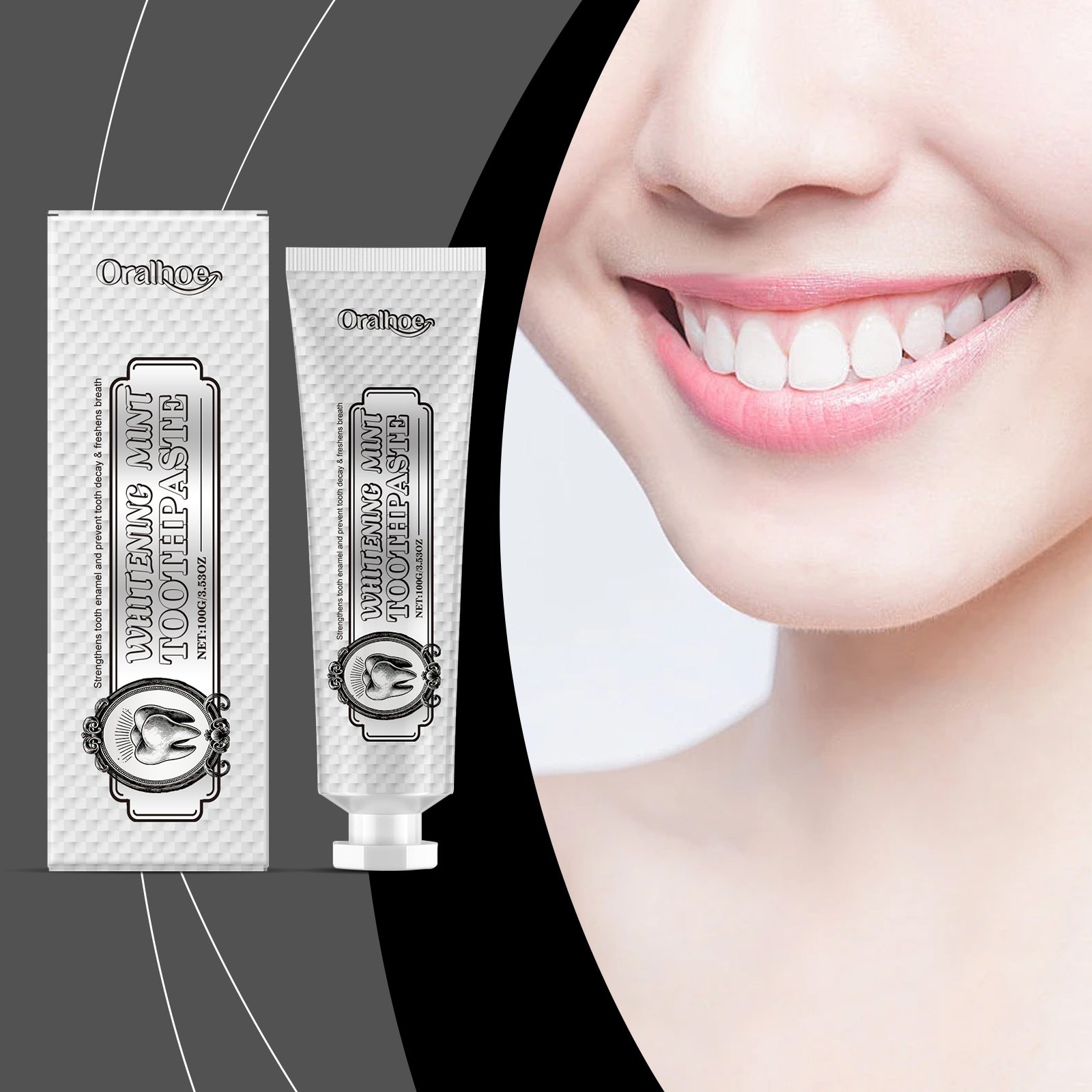 Dentifrice de resh blanc brillant à la menthe F 1 0 0g-box