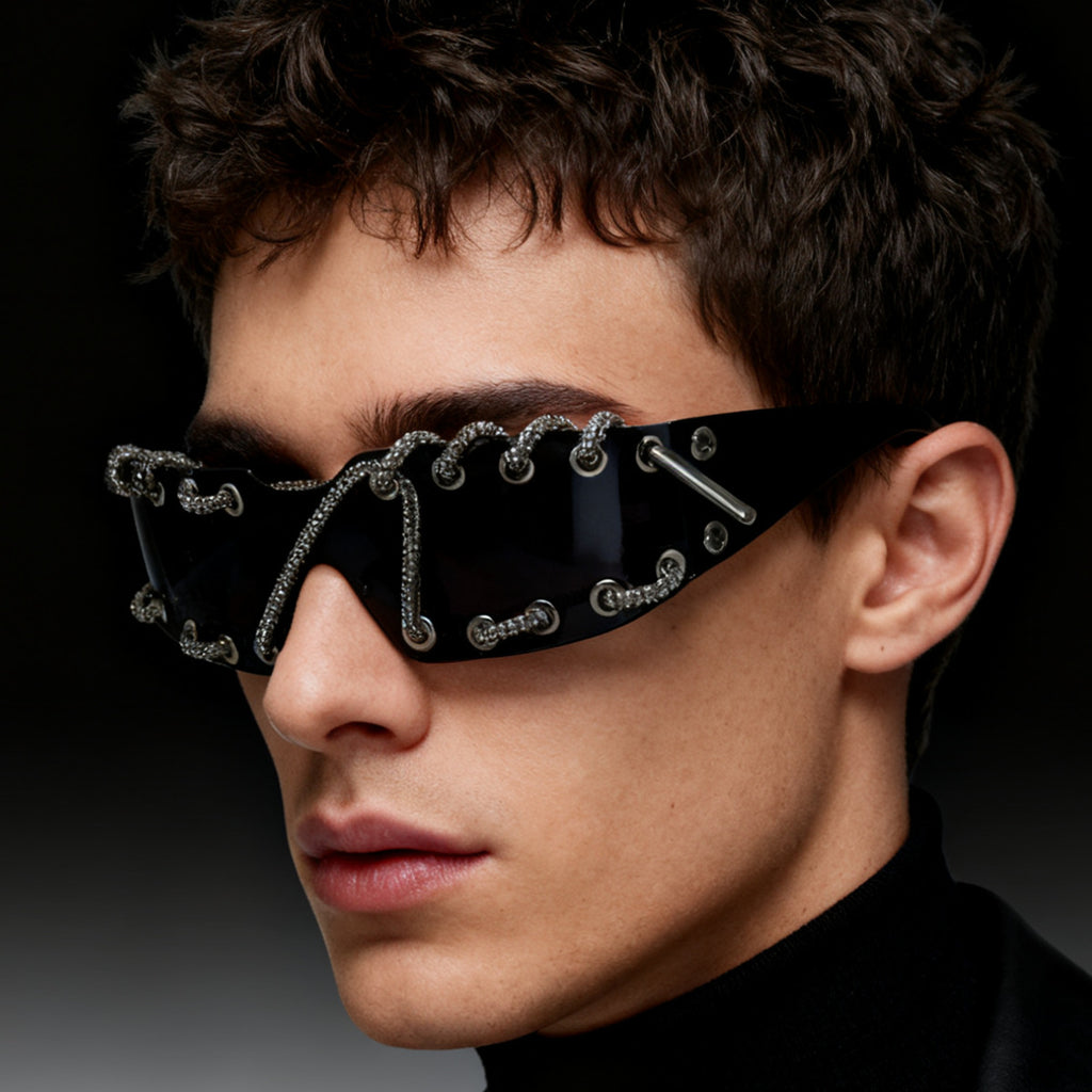 Lunettes de soleil avec rivets à anneaux en métal