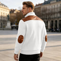 Texturé américain homme Jacquard Collared Knit Sweater avec épaule Patchwork Loose Long-