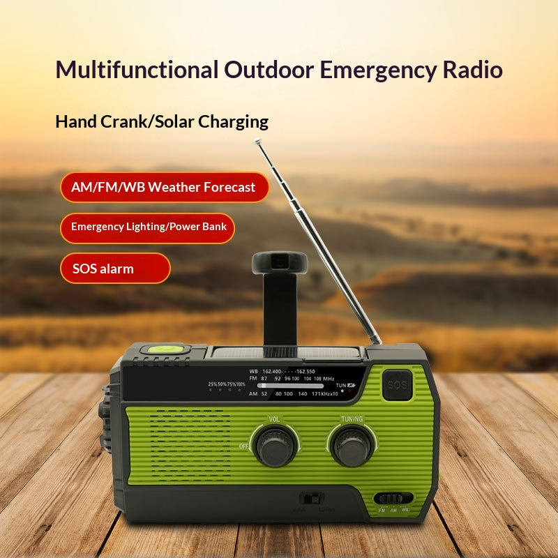 Charge d'urgence multifonctionnelle à la main Radio solaire en plein air Prévention des catastrophes Ra
