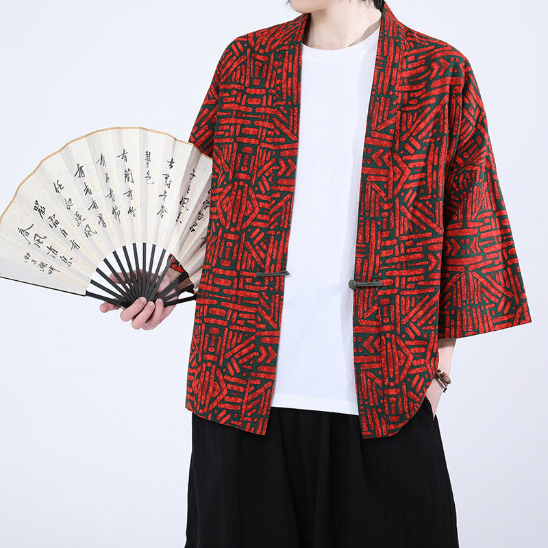 Artistique mode chinois style bouton avant Cardigan veste de protection soleil