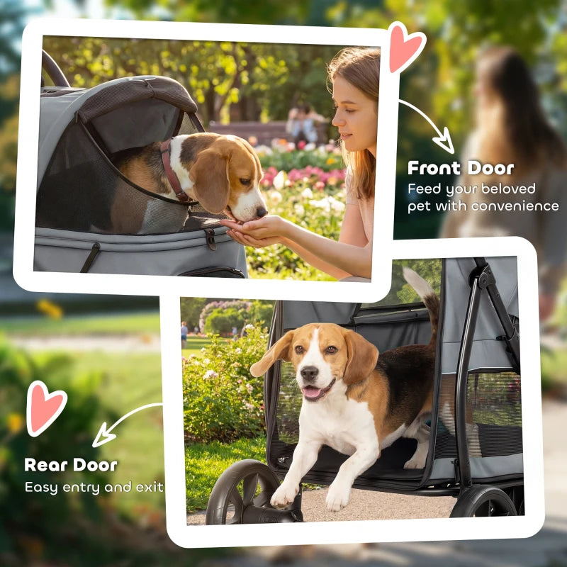 3-wheel Pet Stroller with Easy Click Quick Fold