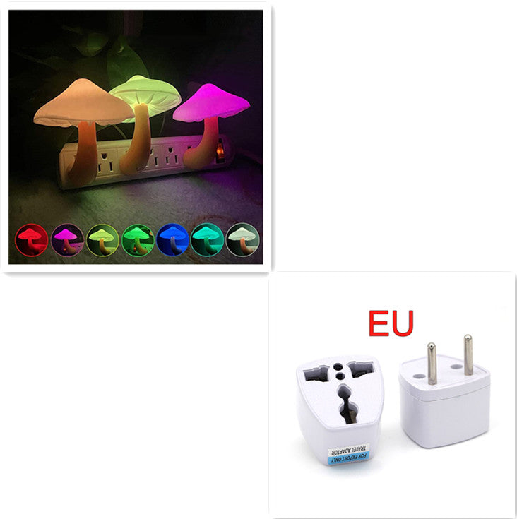 LED Night Light Mushroom Wall Socket Lampe EU US Plug Warm White Light-control Capteur Bedro