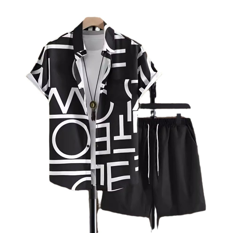 Ensemble de chemises pour hommes noir et blanc à rayures hawaïennes