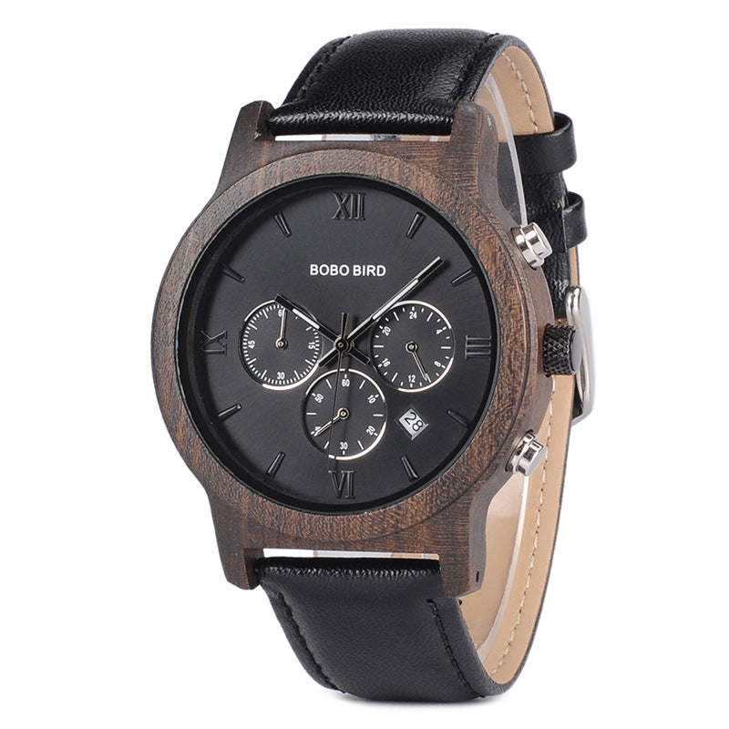 Mouvement à quartz simple et occasionnel de montre en bois