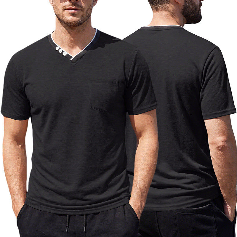T-shirt à manches courtes Henry V-neck Hommes