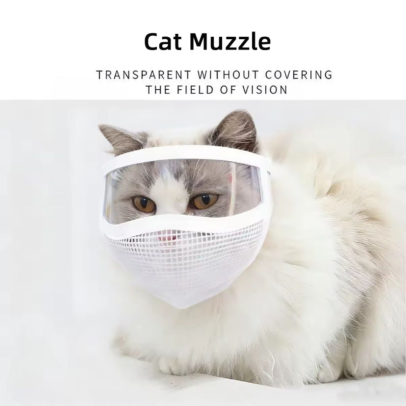 Chat Anti Bite Muselière Transparente Respirante Muselière Mesh Pour Grooming Nail Trimming Bain