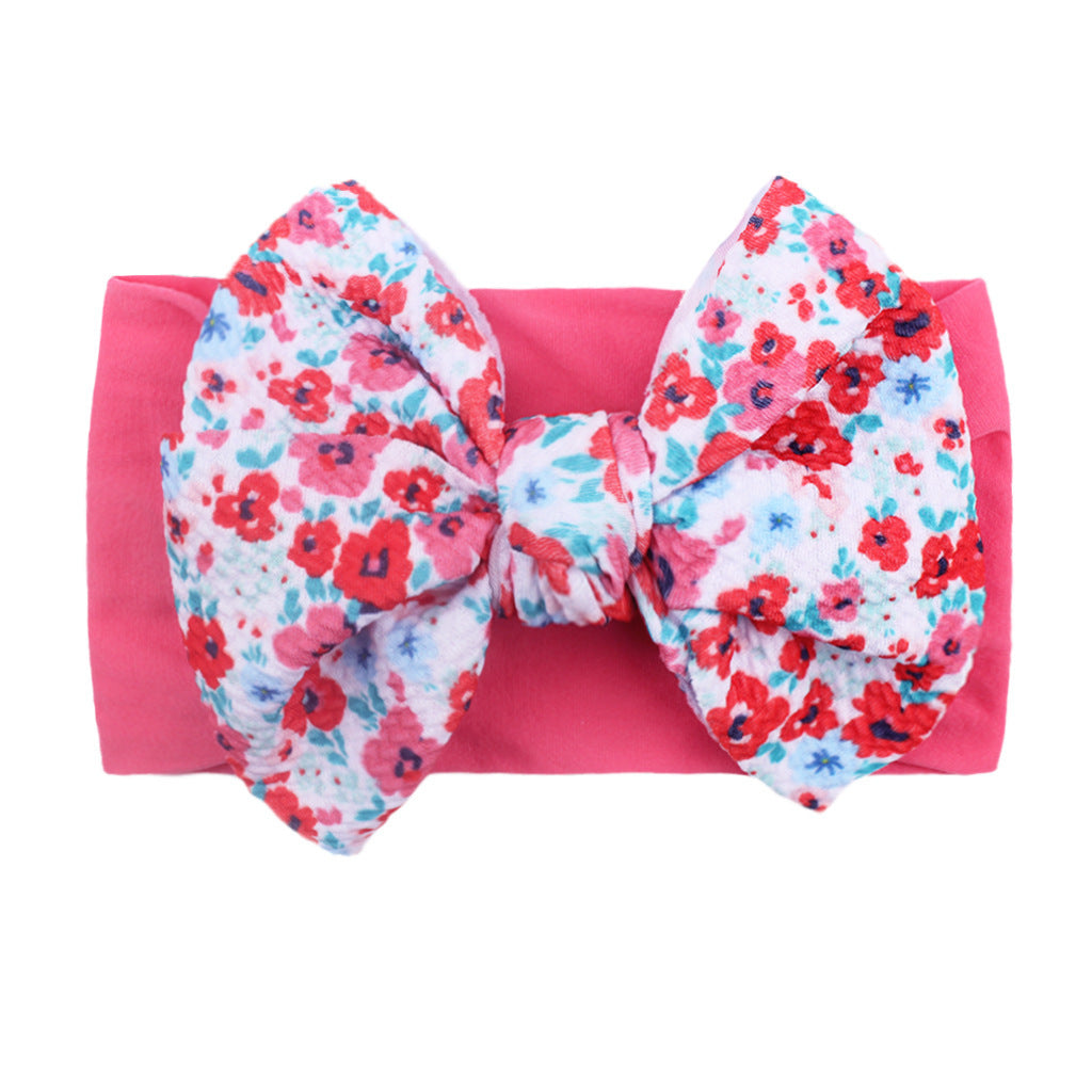 Bande de cheveux en nylon Bow Baby Cute Soft Bow Bandeau imprimé Baby Headcarf
