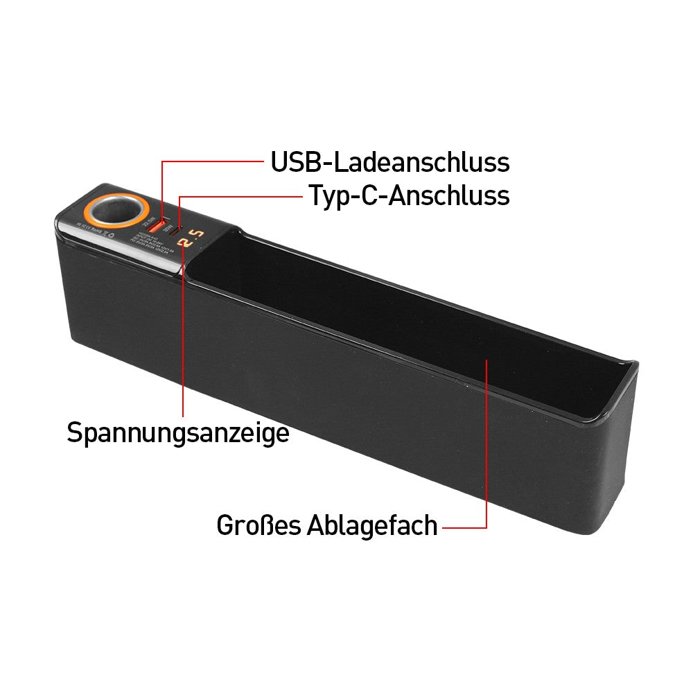 Siège de voiture Gap Filler Boîte de rangement de poche Organisateur avec câble de recharge double pour les clés de téléphone W