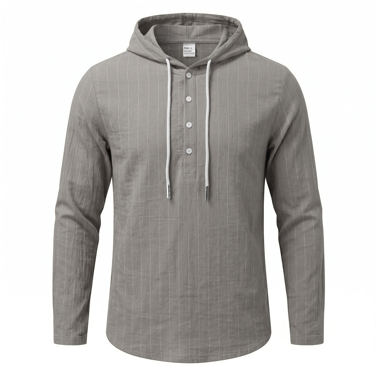 Chemise à manches longues à capuche à rayures verticales pour hommes occasionnels