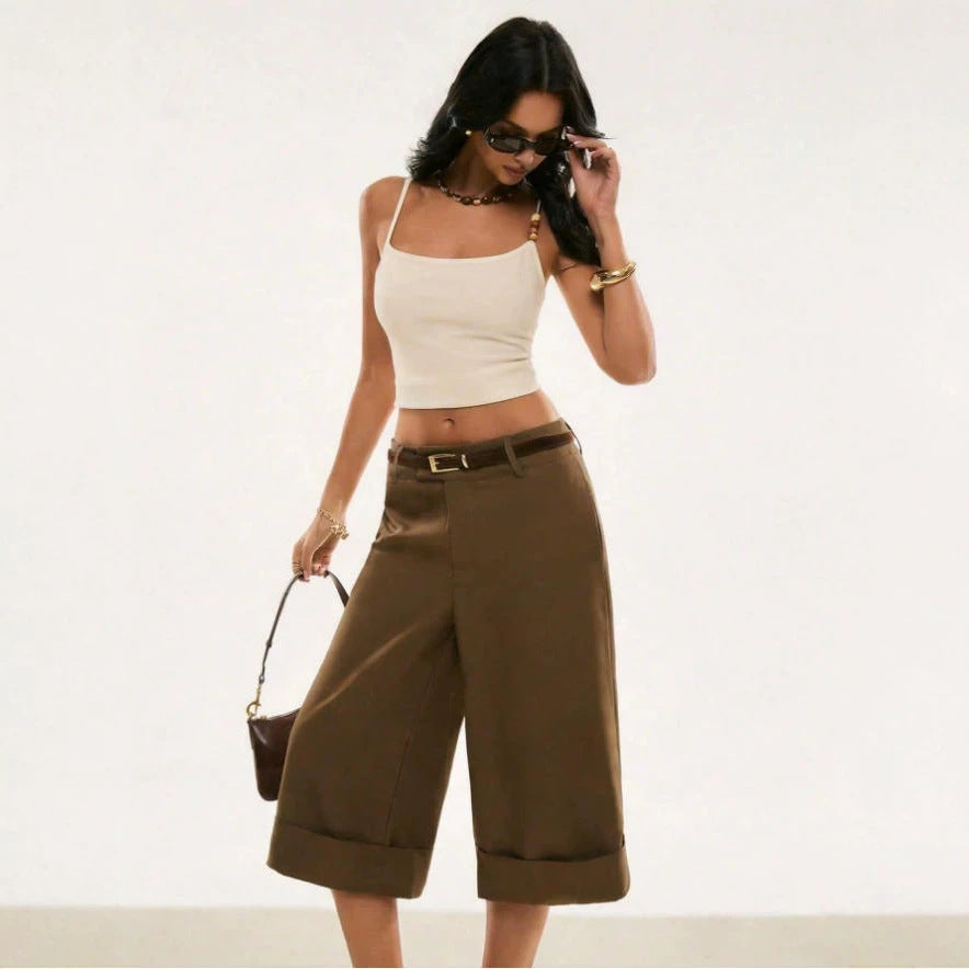 Pantalons Midi Vintage haut de gamme pour femmes