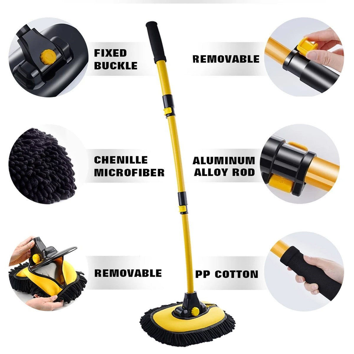 Kit de brosse télescopique de lavage de voiture Mop outil de nettoyage de véhicule à manches longues