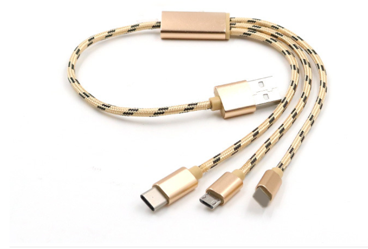 Câble de données 3-en-un Câble USB Téléphone mobile court TYPE-C Charge universelle 3-en-un