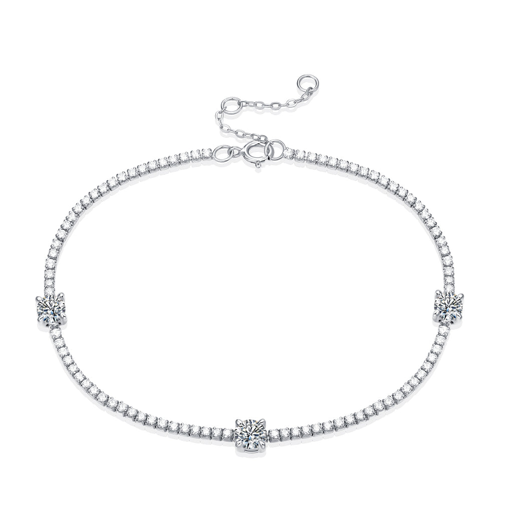 S925 Argent 6g Platinum plaqué Moissanite Bracelet