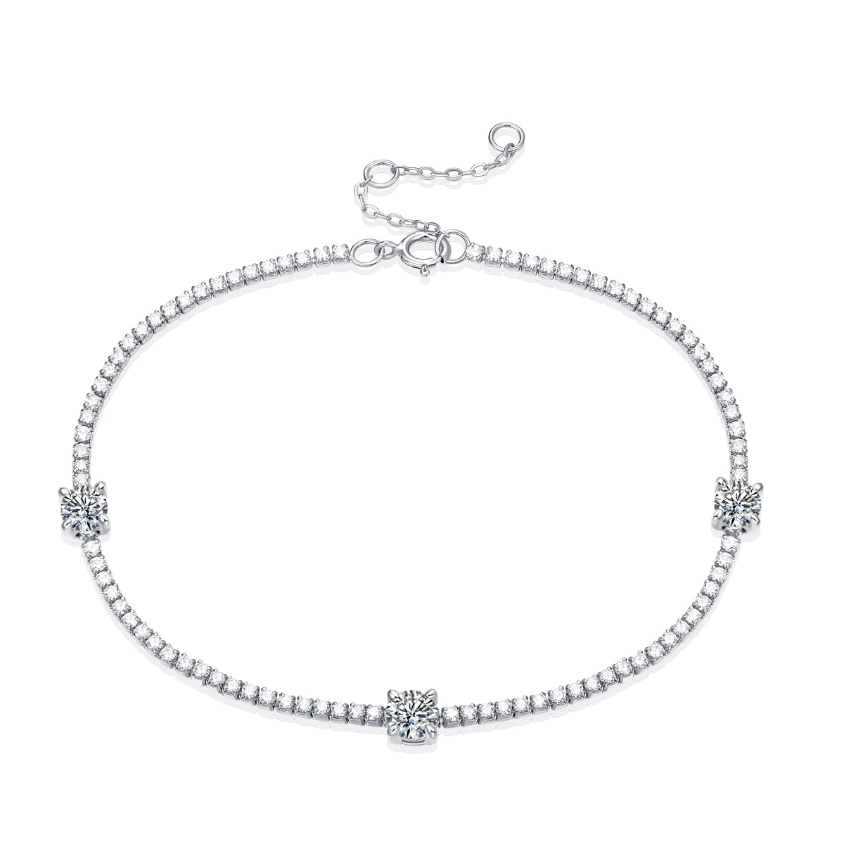 S925 Argent 6g Platinum plaqué Moissanite Bracelet