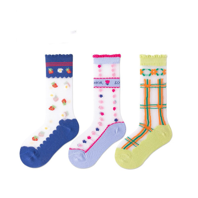 Printemps et été caricature mince petite carte de fleur Chaussettes en soie