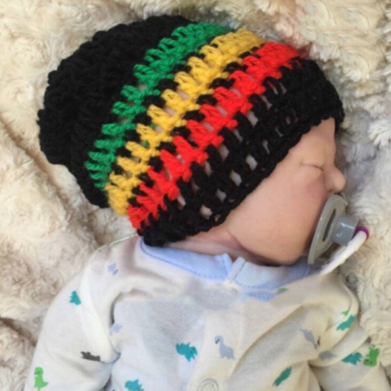 Halloween Jamaïque Reggae Enfants Woolen Cap Handmade Knitted Rainbow Striped Festival Fun