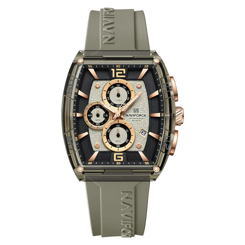 Montre Quartz pour hommes Bracelet en silicone en forme de barrique Montre sport résistant à l'eau