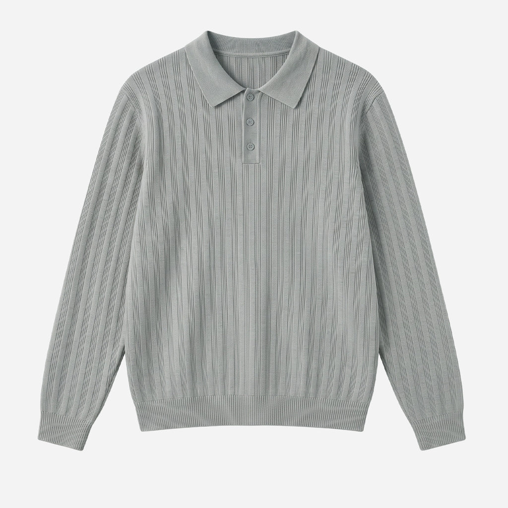 Texturé Hommes Tweater Polo Chemise Old-money Style Relaxed Fit