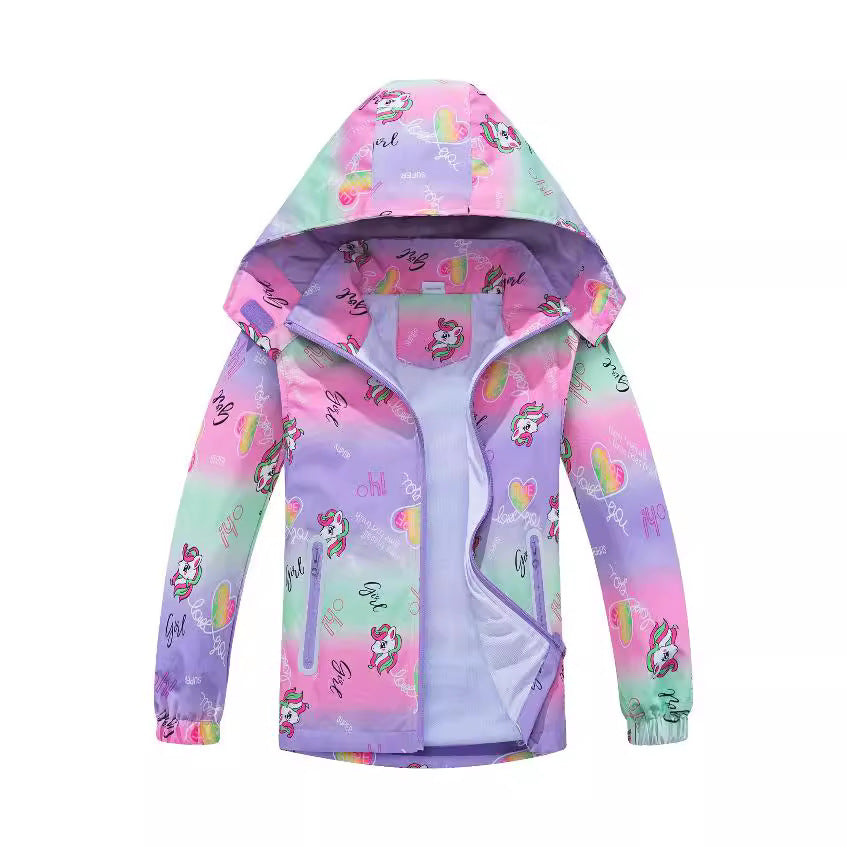 Springautumn Nouveau-arrivé Dinosaur-print Gradient-color Zip-up Hoodie pour les garçons et les filles