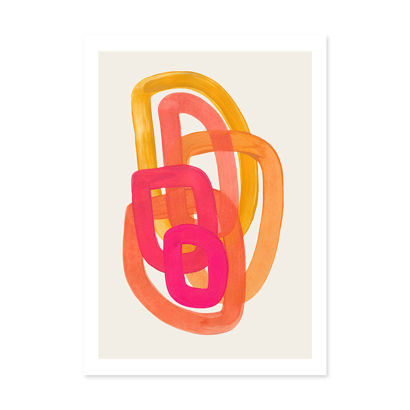 Modern Abstract Mid-century Aquarelle Brosse Affiche sur toile orange