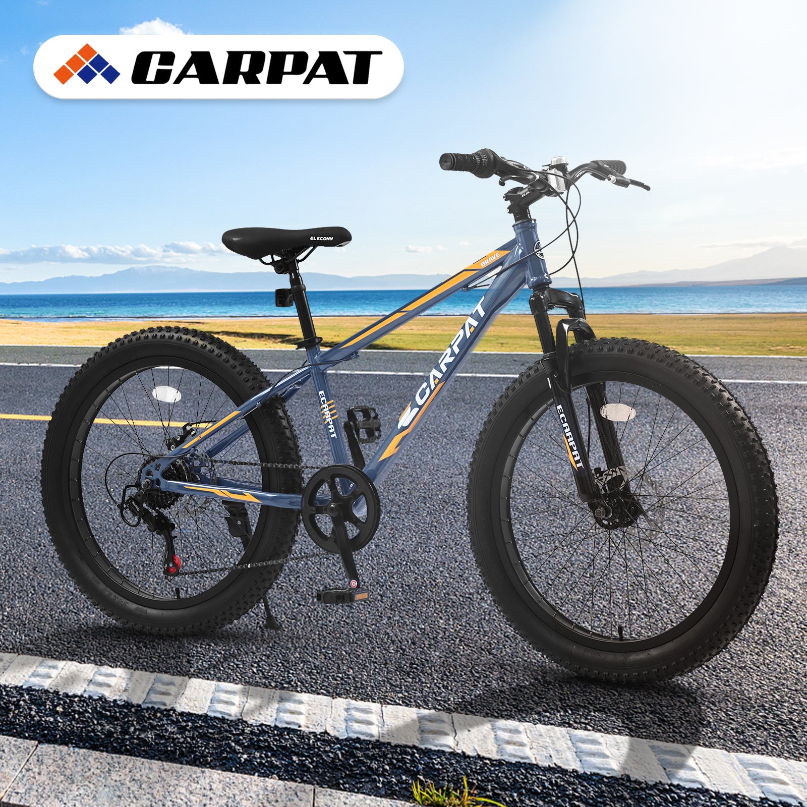 S24109 Élecony 24 pouces Fat Tire Bike Youth Full Shimano 7 vitesses VTT