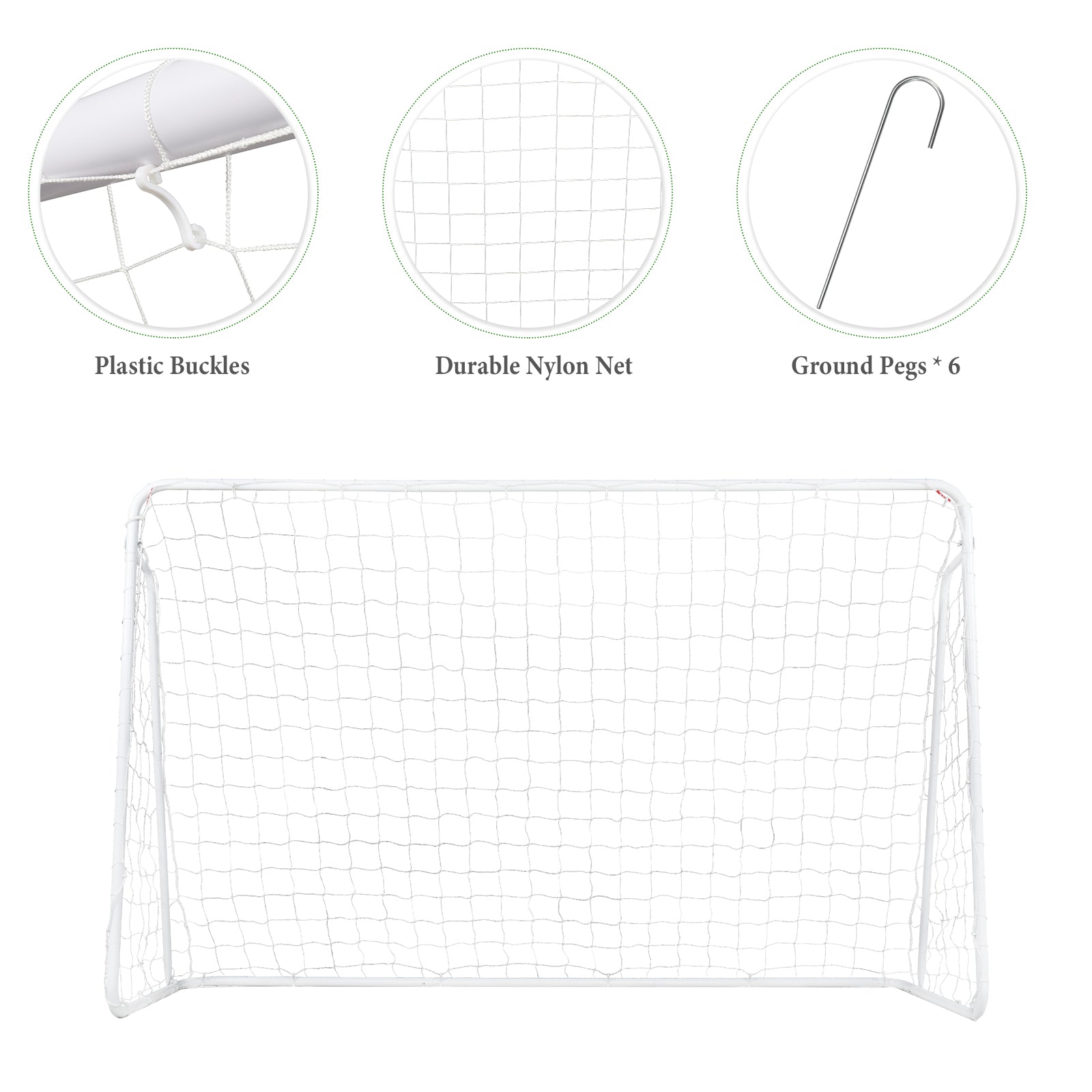 8X5ft Soccer Goal Training Set avec Net Buckles Ground Nail Football Sports pour adolescents et publicité
