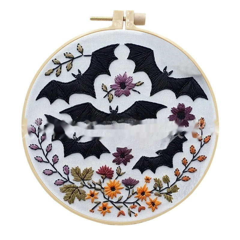 Broderie Crâne Motif Bat Broderie Matériel fait à la main