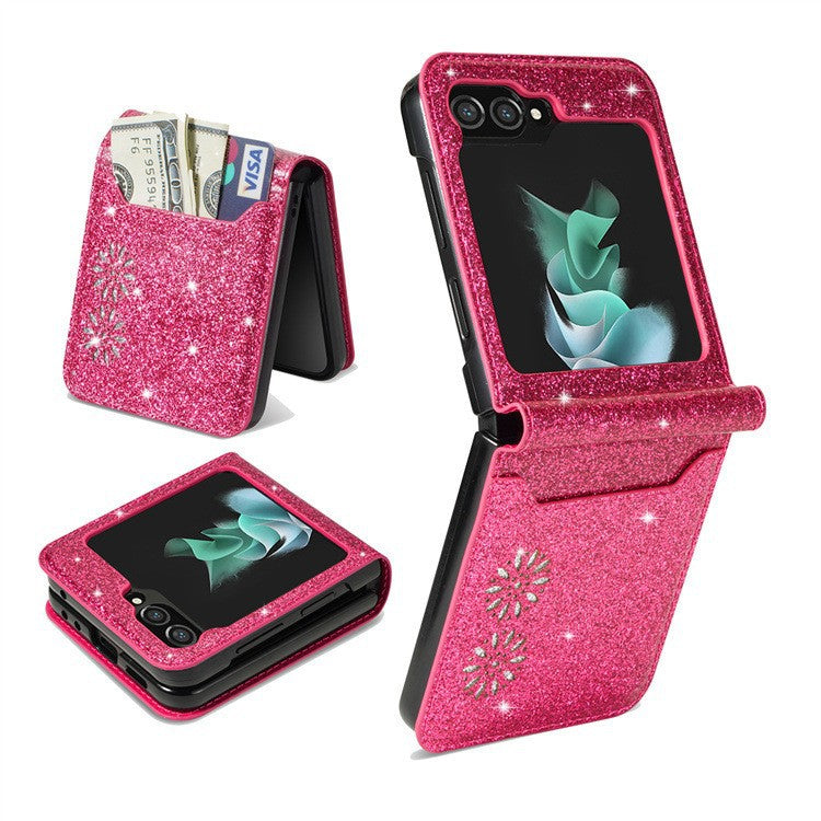 Dossier de téléphone pliant Patchwork Retro Pattern Multi-card Flip