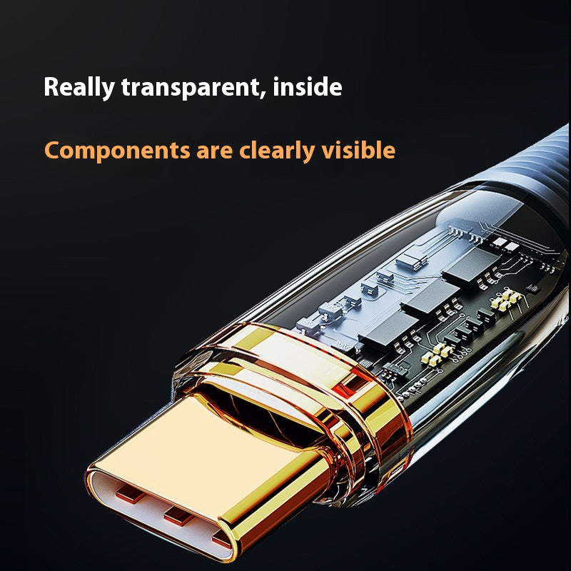 2M Transparent Gold-Plated 120W Ultra-Fast Charging Data Cable