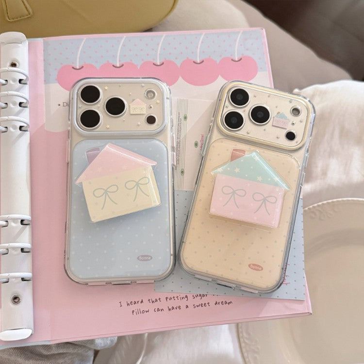 Support de style mignon avec un design de chalet transparent Polka-dot