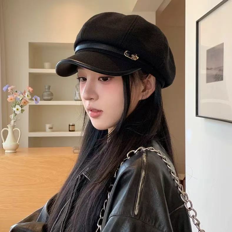 Retro Artistic Black Cap Beret de style japonais