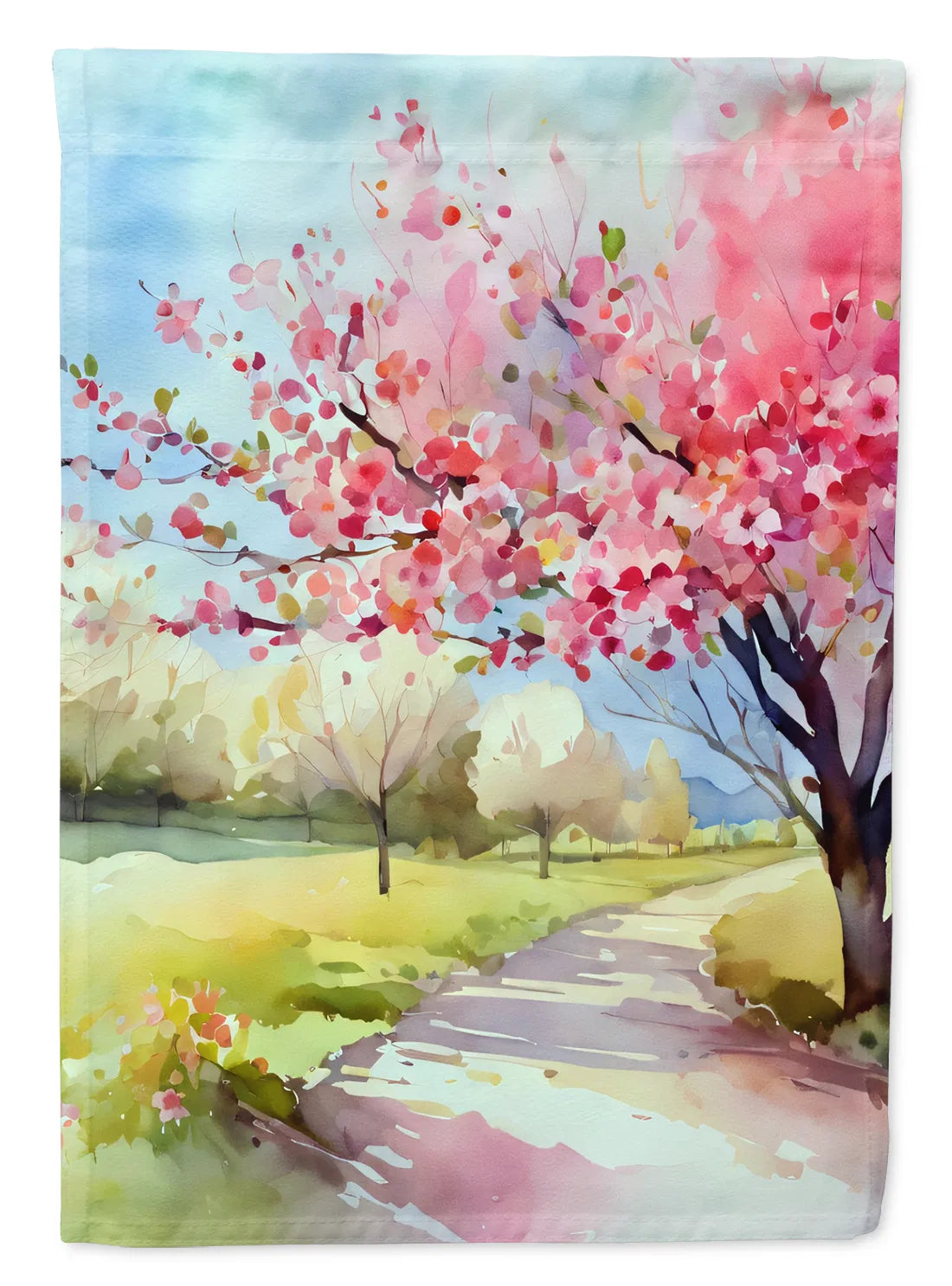 Michigan Apple Blossoms en Aquarelle Maison Drapeau Grand Porc Manches Pole décoratif Outsid