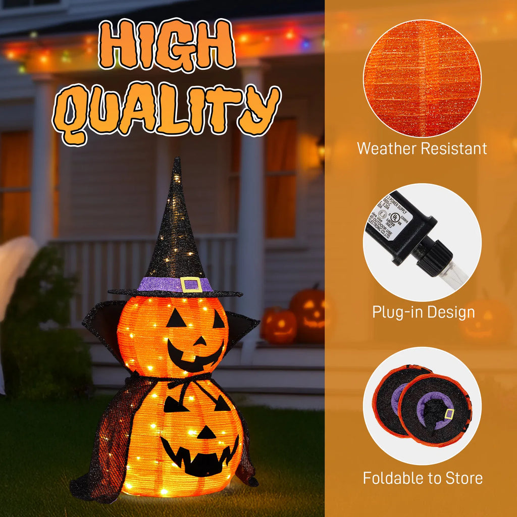 2Packs Décoration de citrouille légère collapsible Halloween 3FT