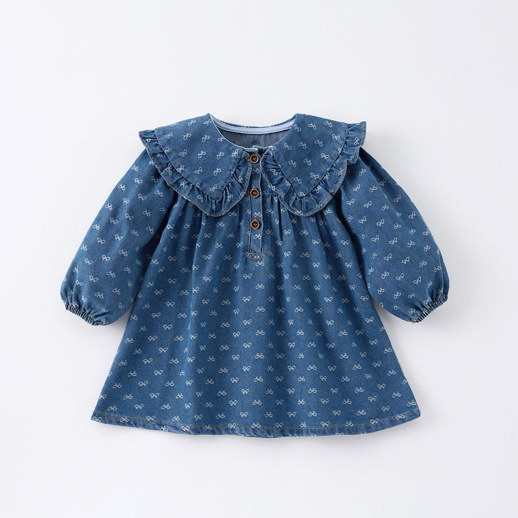 Robe en une seule pièce pour enfant Denim Romper Triangle style Crawling Suit Girls