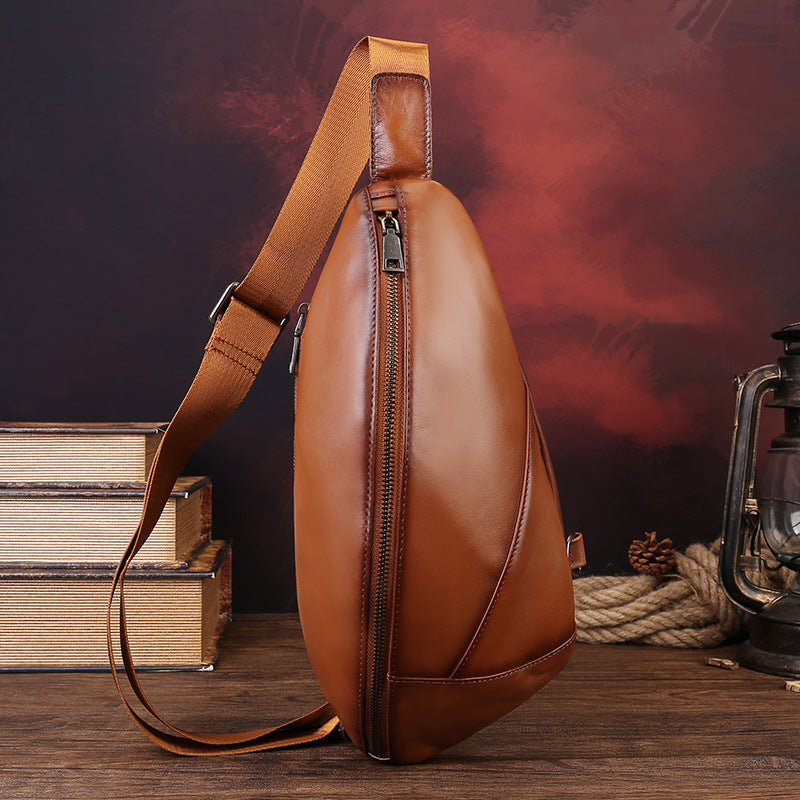 Cuir Mode Chest Hommes Sac à dos en cuir Sac à dos