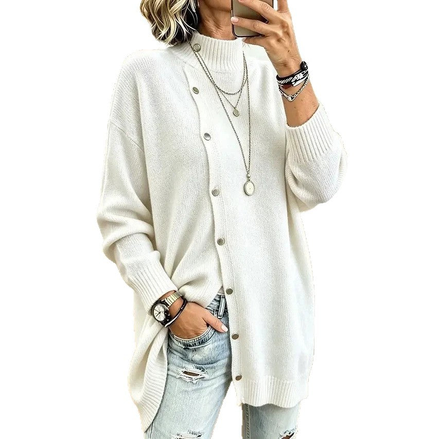 Manteau à col roulé boutonné