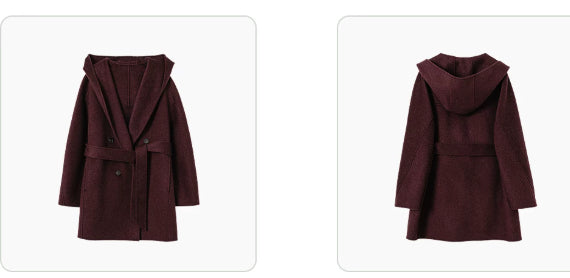 Manteau à capuche surdimensionné col V en cachemire peignoir