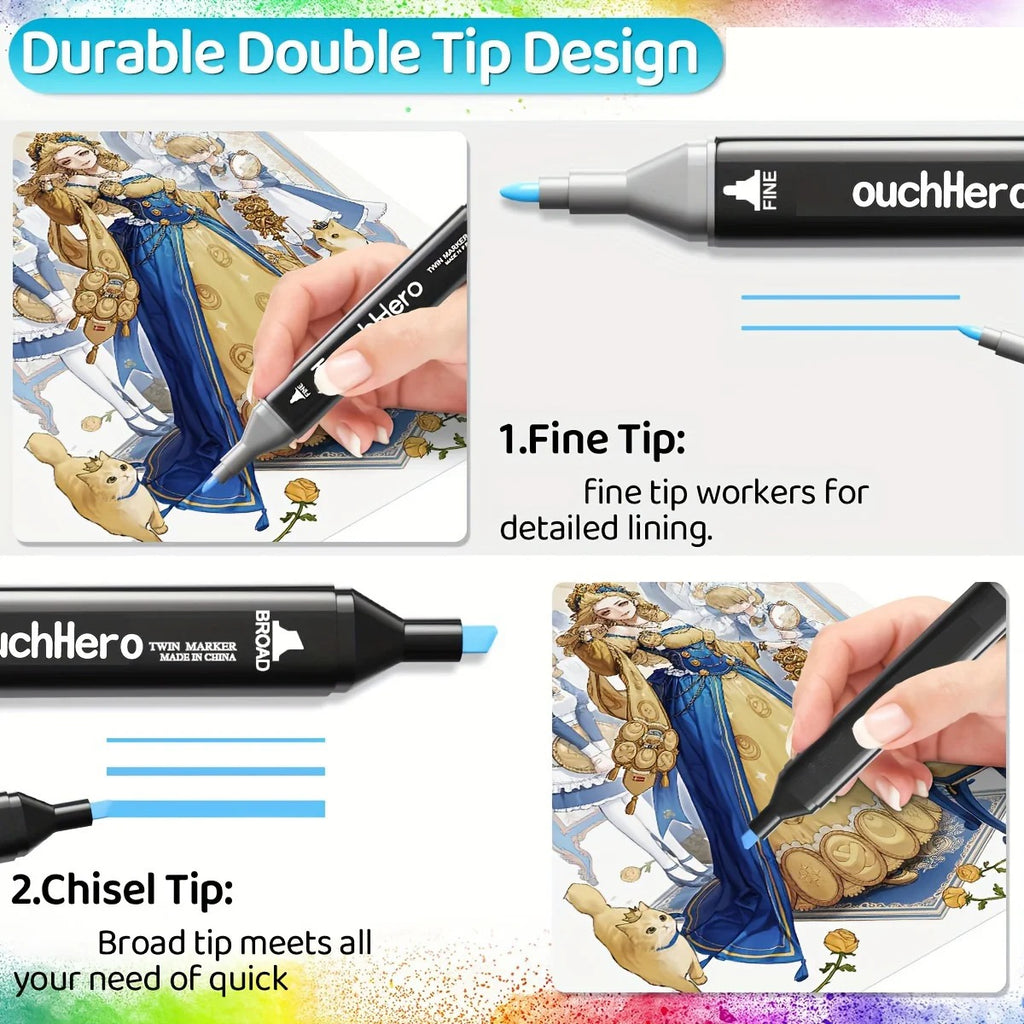 262 Couleur double-tip Marqueur Set Quick-Dry Marqueurs de croquis pour la peinture de dessin professionnel