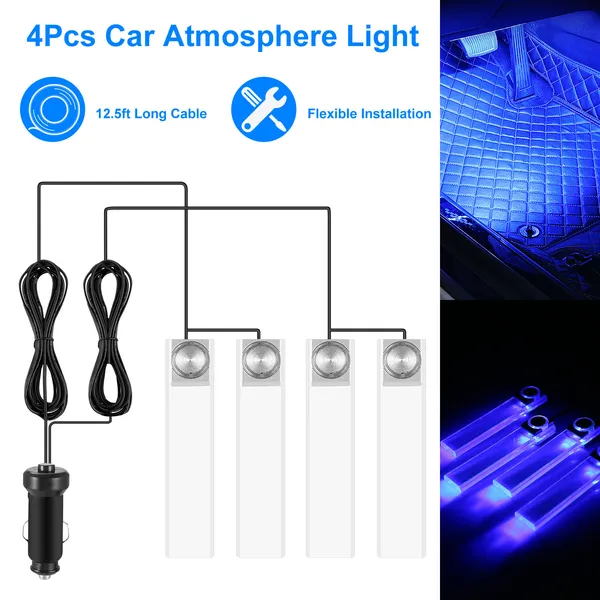 Charge voiture 4Pcs intérieur LED atmosphère voiture légère
