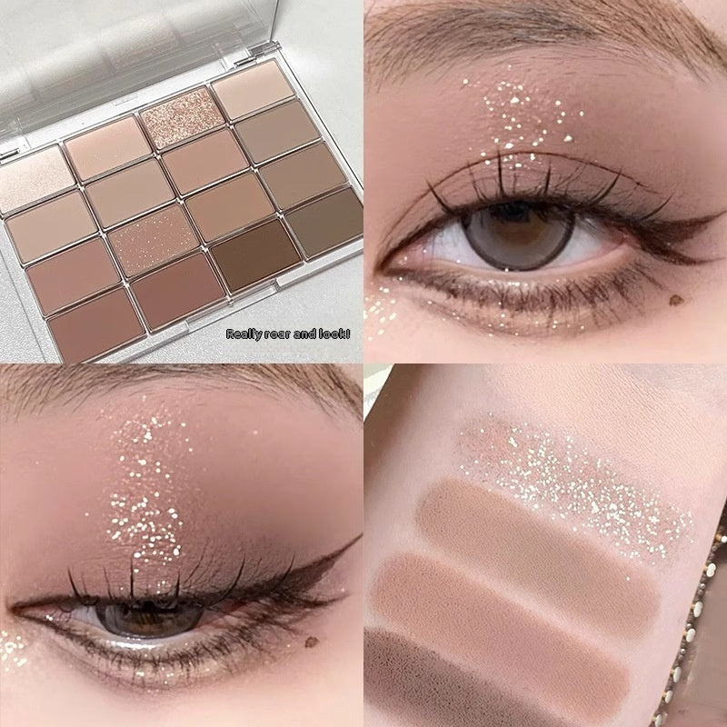 16 Couleurs Eye Shadow Plate Shimmer Matte Brightening Vers à soie croustillant