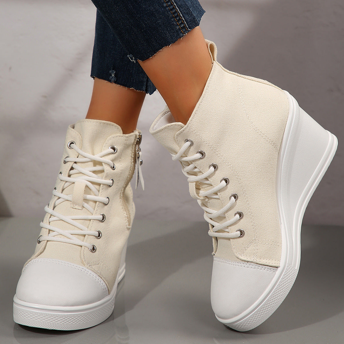 Femmes Mode Versatile Haut-Haut Casual Chaussures en toile