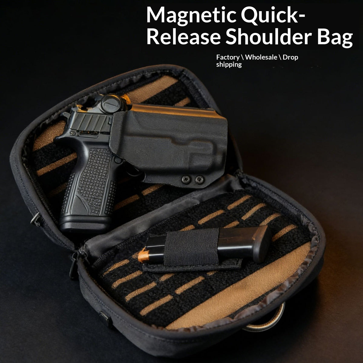 Holster magnétique à libération rapide pour les hommes Sac à bandoulière à libération rapide en Oxford