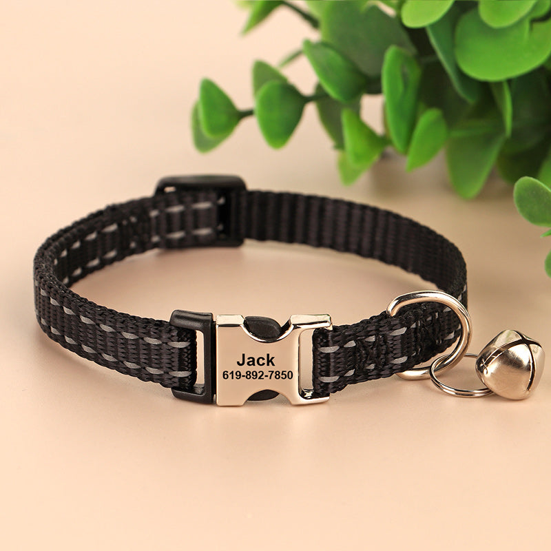 Collier de collier de chat antidérapant gravé
