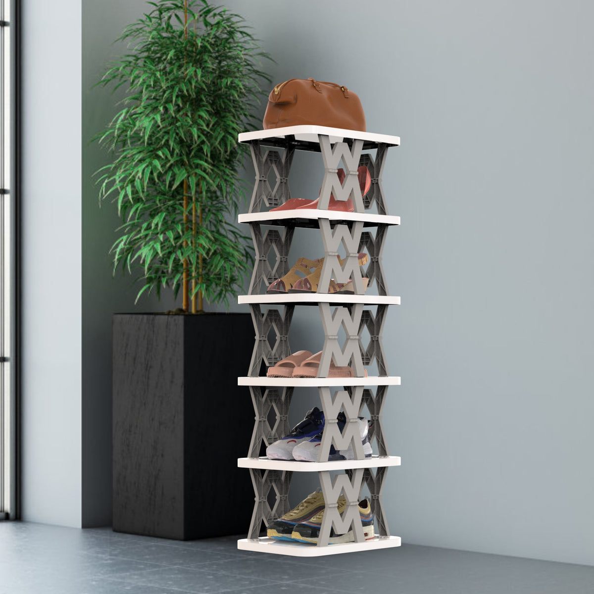 6 Tier pliable Shoe Rack Vertical Shoe Organizer Narrow Shoe Rack pour petits espaces Espace