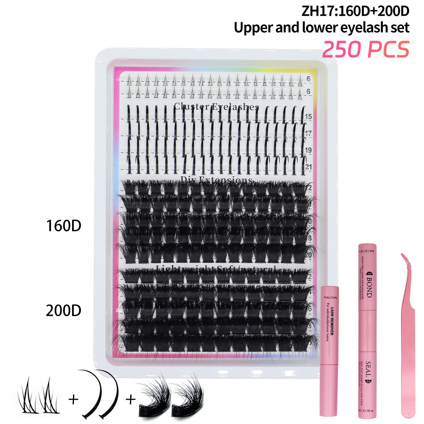 Faux cils segmentés de style féodal et mal emballés