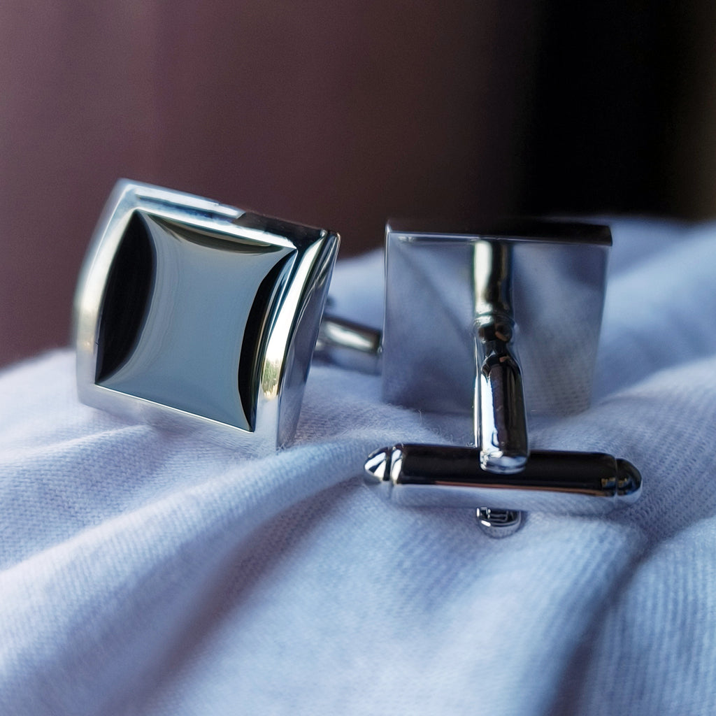 Classic Black Square Boutons de manchette français Epoxy Boutons de manchette